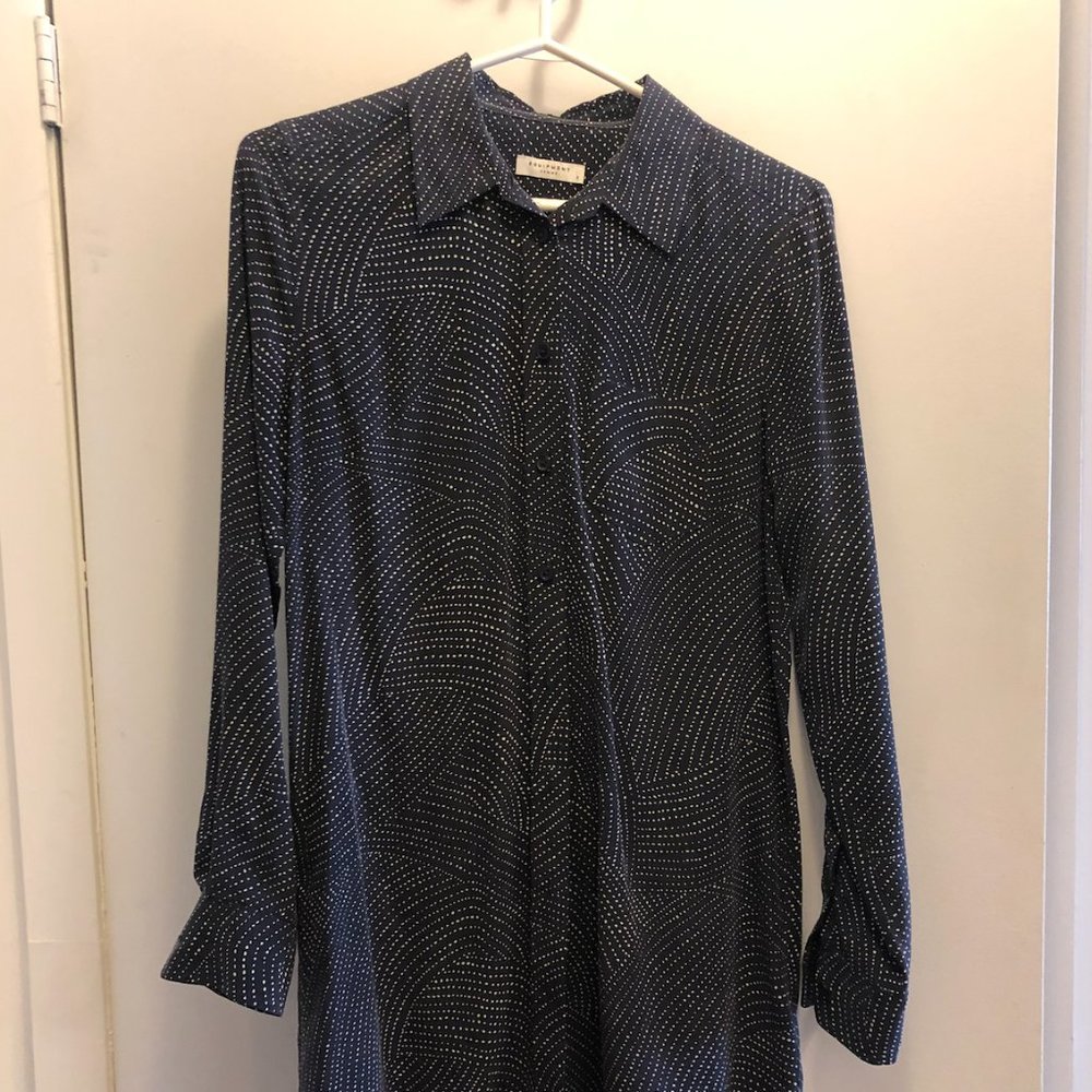 Equipment Essential silk dress - navy + white print - S